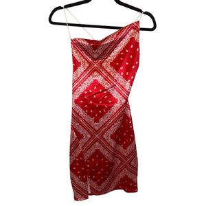 Red & White Bandana Print Mini Dress S